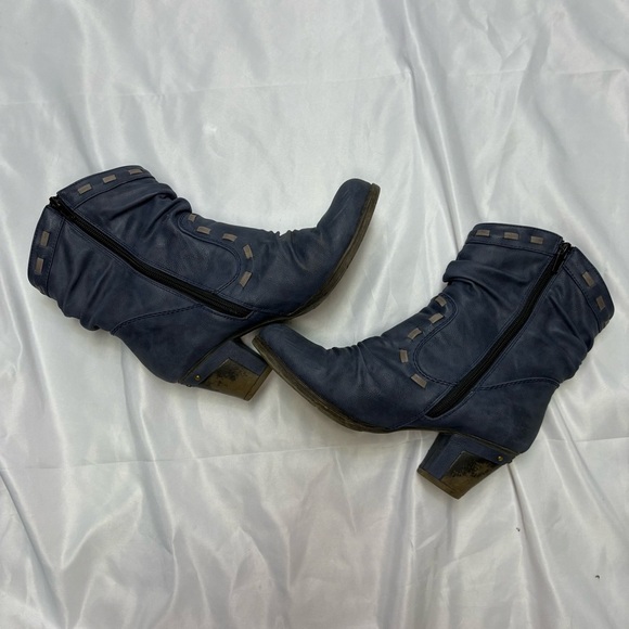 Rieker Women’s 38 Blue Heeled Boots Cowboy Western Style  Winter Lined Warm Cute - Picture 6 of 9